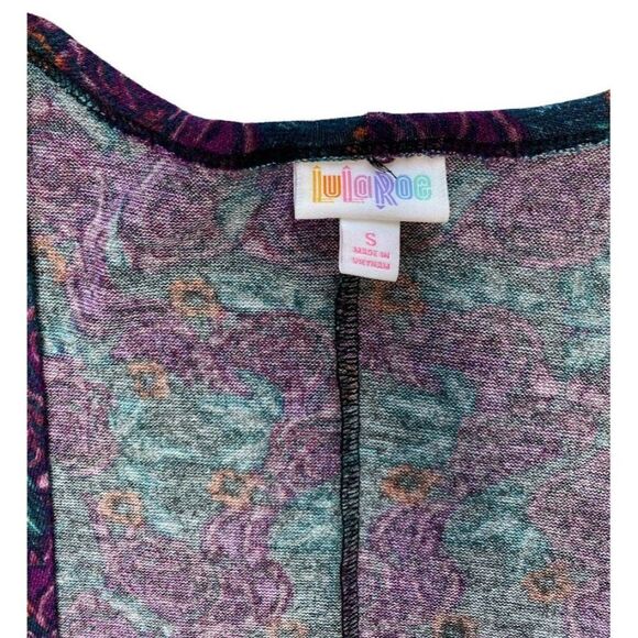 LuLaRoe Lindsay Purple Rose Open Front Cardigan Kimono Sz Small NEW‎ - Picture 6 of 6